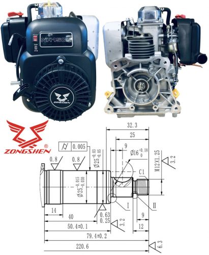 MEGHAJTÓ MOTOR ZONGSHEN NH150H 149cc 4,0 VíZSZINTES TENGELY