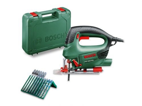 BOSCH Dekopírfűrész PST 800 PEL kengyelfogantyús kofferben / 530 W + 10 részes fűrészlap klt.