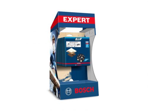 BOSCH EXPERT Tépőzáras csiszolórács klt. 7 részes 125 mm (10 db) pultra helyezhető display-ben