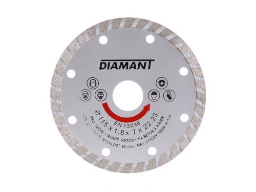 DIAMANT Gyémánt vágókorong 115 x 1,8 x 7,0 x 22,2 mm turbo