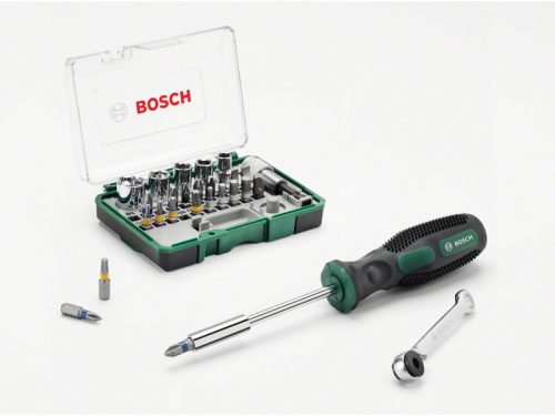 BOSCH Racsnis bithegy és dugókulcs készlet 27 részes + csavarhúzó