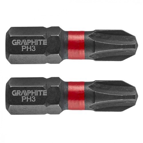 Graphite torziós ütvecsavarozó bit PH3 x 25mm, 2db 56H502