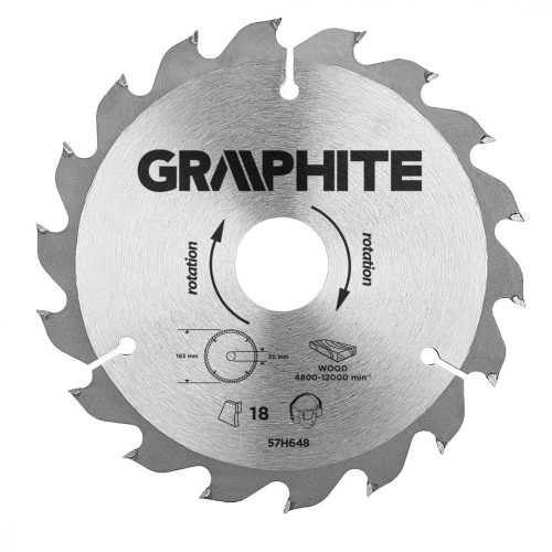 Graphite Körfűrészlap keményfém fogakkal, 165x30mm , 18 fog 57H648
