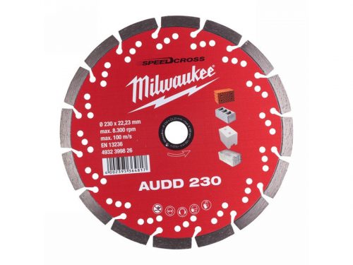 MILWAUKEE Gyémánt vágókorong 230 x 2,6 x 10 x 22,2 mm szegmentált AUDD