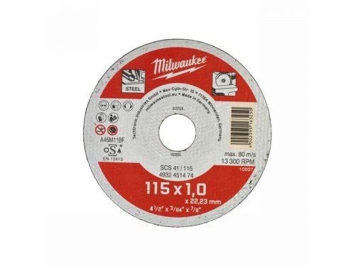 MILWAUKEE Vágókorong fémre 115 x 1,0 x 22,2 mm egyenes SCS41 (200 db)