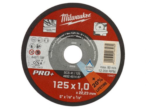 MILWAUKEE Vágókorong fémre 125 x 1,0 x 22,2 mm inox egyenes SC41 PRO+ (200 db)