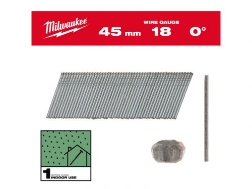 MILWAUKEE Finiselő szegek, fejnélküli, galvanizált 18G 0° SC1 - 1,05 x 1,25 x 45 mm (5000 db/cs)