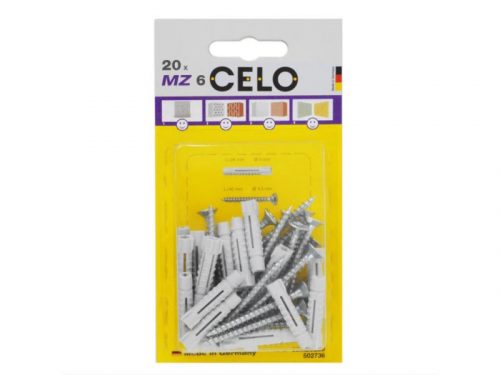 CELO MZ univerzális műanyag dübel 6 x 29 + 4,5 x 40 facsavar (20 db)