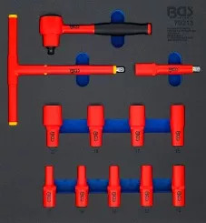 Műhelykocsi-betét 2/3: VDE-dugókulcskészlet | 10 mm (3/8") | 7 - 22 mm | 12 darabos