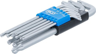 BGS Derékszögű kulcs készlet | T-profil (Torx) gömbfejes | T10 - T50 | 9 darabos