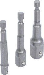 BGS Adapterkészlet fúrógépekhez | 6,3 mm (1/4") | 6,3 mm (1/4") / 10 mm (3/8") / 12,5 mm (1/2") | 3 darabos