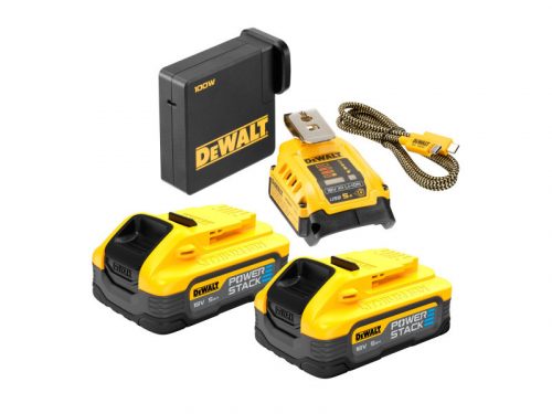 DEWALT Powerstack Akkumulátor és töltő szett USB 18 V 5 Ah (2 x 1,7 Ah akku) DCB094H2