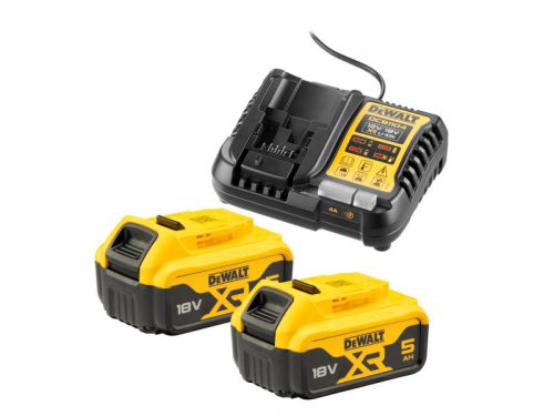 DEWALT XR Akkumulátor és töltő szett 18 V (2 x 5 Ah akku) DCB1104P2