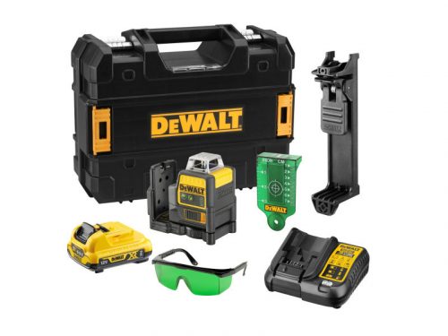 DEWALT Akkus keresztvonalas lézer 18 V (zöld) (1 x 2,0 Ah akku + töltő) DCE0811D1G