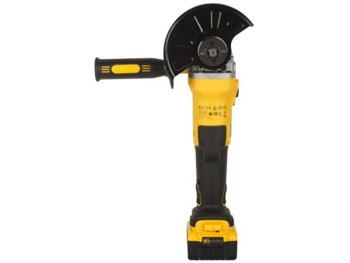 DEWALT Akkus sarokcsiszoló 125 mm 18 V szénkefe nélküli 125 mm (2 x 5,0 Ah akku + töltő) DCG405P2