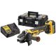 DEWALT Akkus sarokcsiszoló 125 mm 18 V szénkefe nélküli (1 x 5,0 Ah akku + töltő + TSTAK)