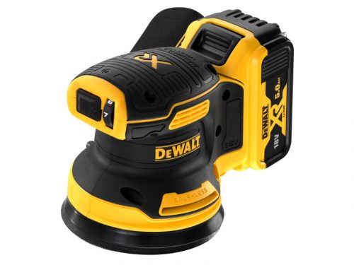 DEWALT Akkus excenter csiszoló 18 V szénkefe nélküli (2 x 5,0 Ah akku + töltő) DCW210P2