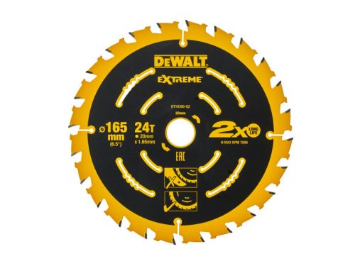 DEWALT EXTREME Fűrésztárcsa fához 165 x 20 x 1,65 mm / 24T