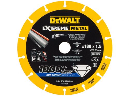 DEWALT EXTREME METAL Gyémánt vágókorong fémre 180 x 1,5  x 22,2 mm (fém/alu/inox)