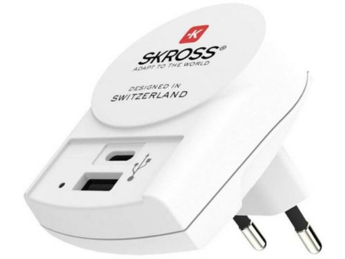 SKROSS USB adapter (USB-A 2.4 Ah, USB-C 3 Ah akku)