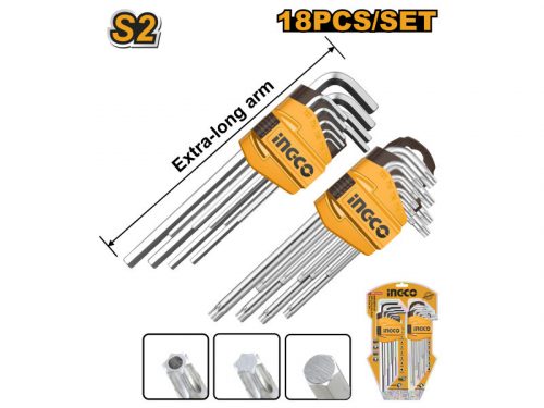 INGCO Hosszú torx és imbuszkulcs készlet 18 részes
