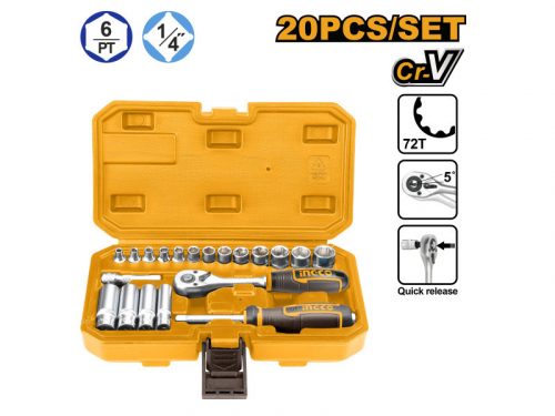 INGCO Dugókulcs készlet 20 részes 1/4" 4-14 mm CrV