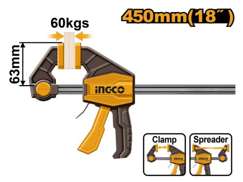 INGCO Egykezes szorító 450 x 63 mm