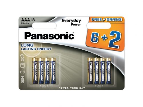 PANASONIC AAA/mikro tartós alkáli elem 1,5 V (8 db)