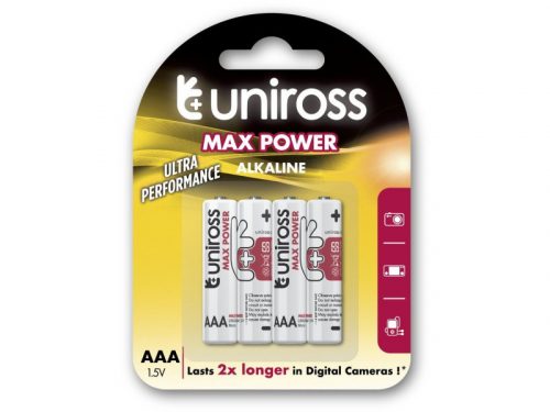 UNIROSS AAA/mikro tartós alkáli elem 1,5 V (4 db)