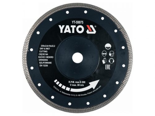 YATO Gyémánt vágókorong 230 x2,0 x 10 x 22,2 mm folytonos