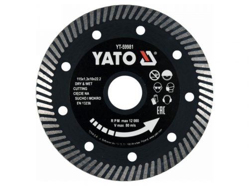 YATO Gyémánt vágókorong 115 x 1,3 x 10 x 22,2 mm turbó