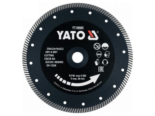 YATO Gyémánt vágókorong 230 x 2,0 x 10 x 22,2 mm turbó