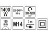 YATO Elektromos sarokcsiszoló fordulatszám szabályzós 125 mm 1400 W