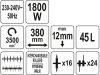 YATO Elektromos gyepszellőztető 1800 W